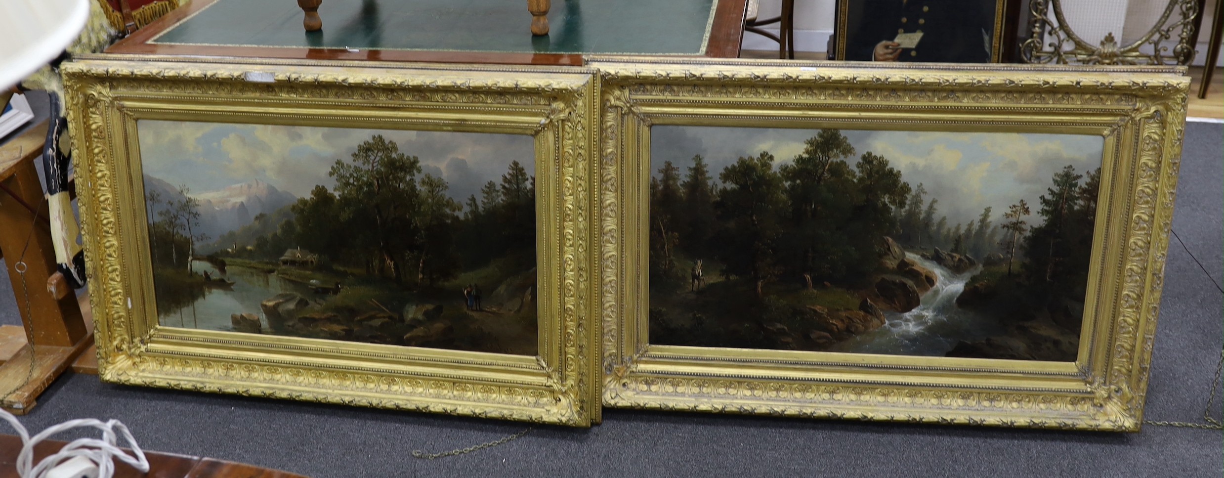 A. Melzer (19th C.), pair of oils on canvas, Austrian alpine landscapes, signed, 50 x 92cm
